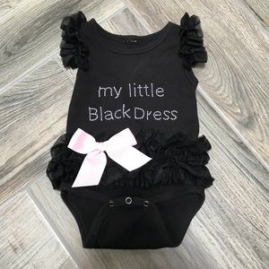 SOLD “My Little Black Dress” Girls Onesies, 3-6M